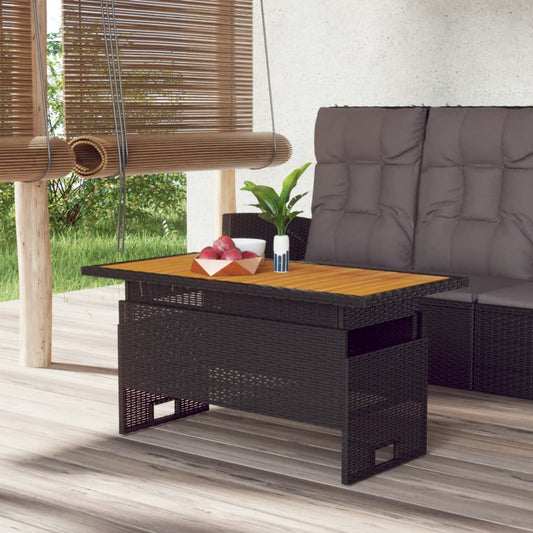 Garden Table Black Solid Acacia wood Medium Height-Adjustable
