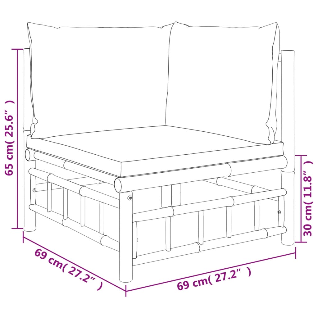 Garden Corner Sofa Cream white, Natural bamboo